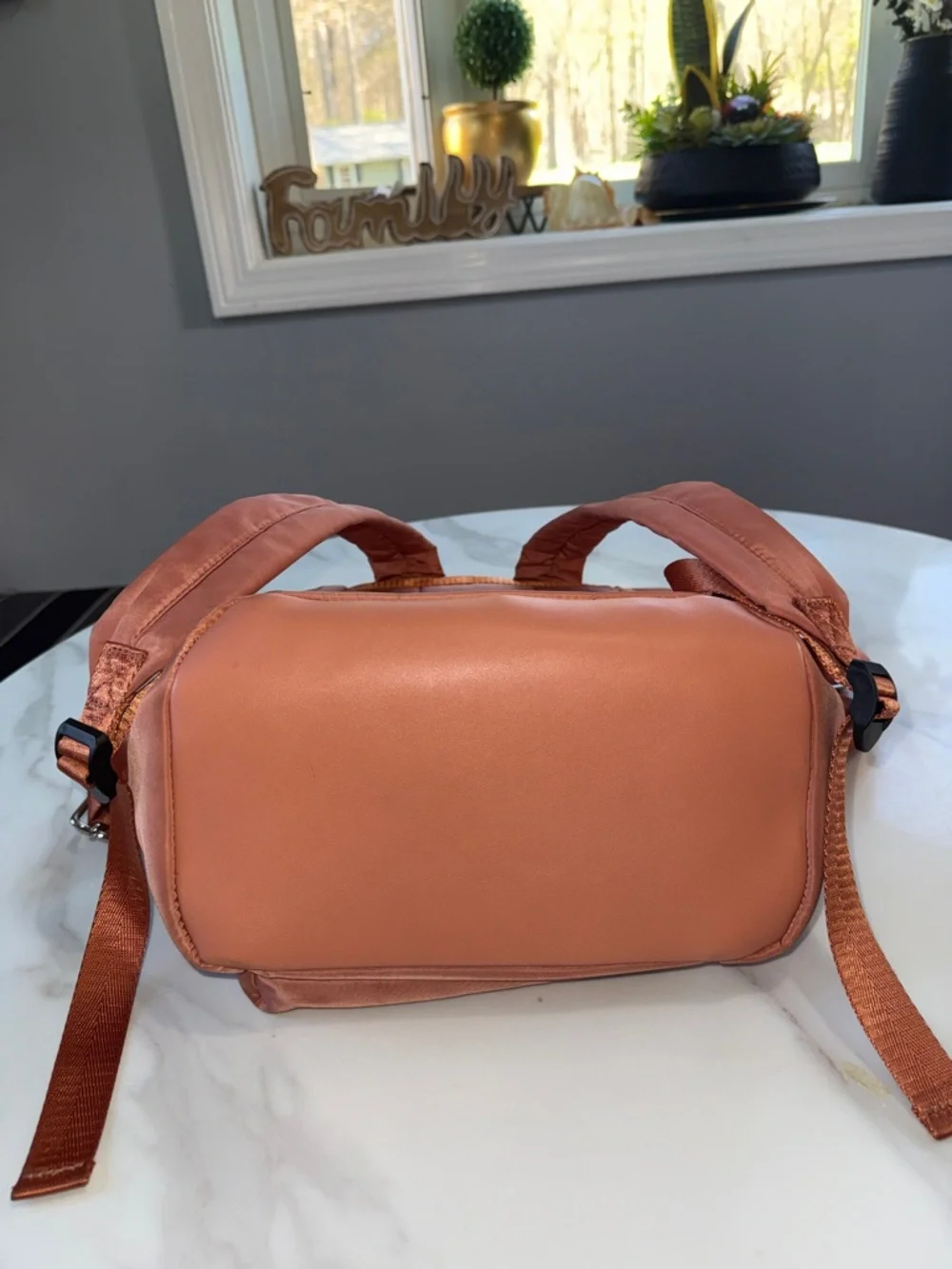 Urban Originals Coral Satin Backpack with Multiple Zips